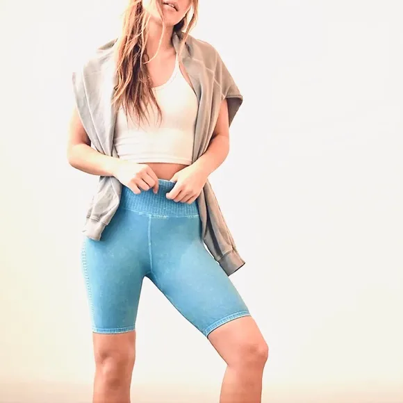 🆕 Free People Good Karma Bike Short XS/S High-rise Harbor Blue