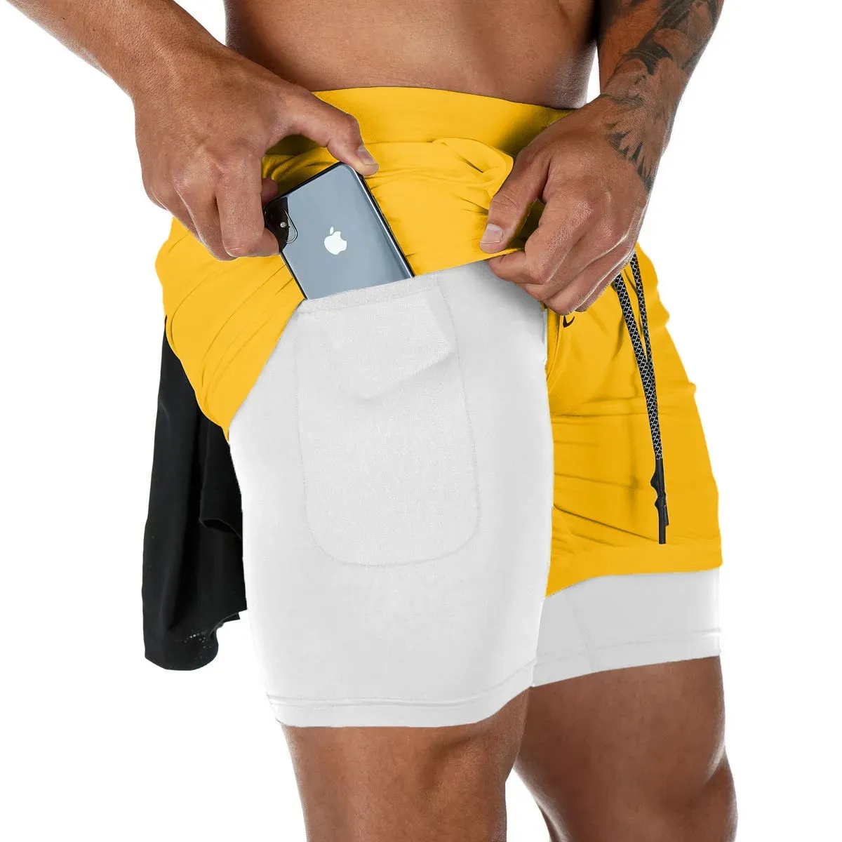 2-in-1 Camo Gym Running Shorts