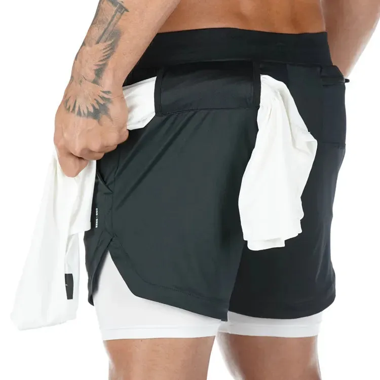 2-in-1 Camo Gym Running Shorts