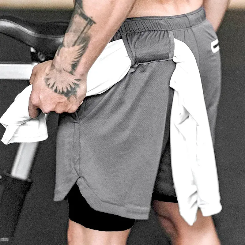 2-in-1 Camo Gym Running Shorts
