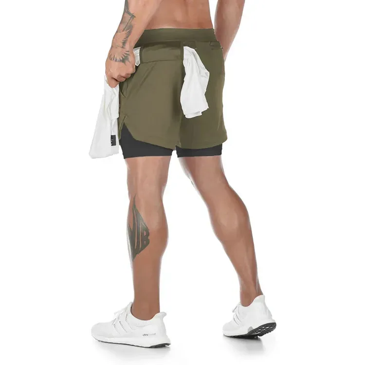 2-in-1 Camo Gym Running Shorts