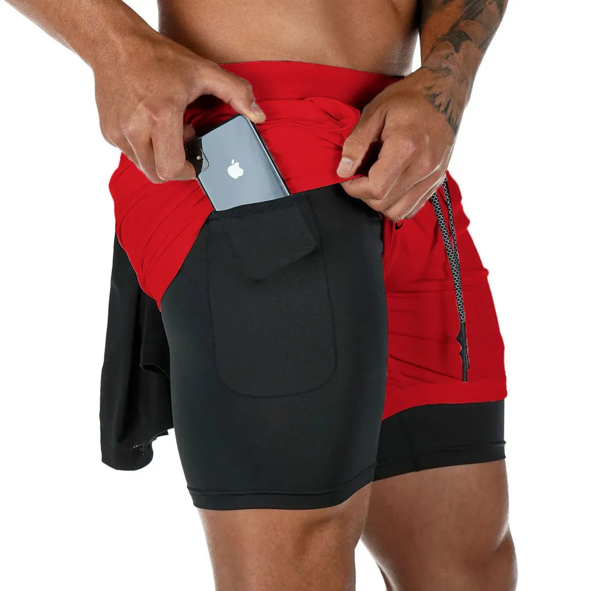 2-in-1 Camo Gym Running Shorts