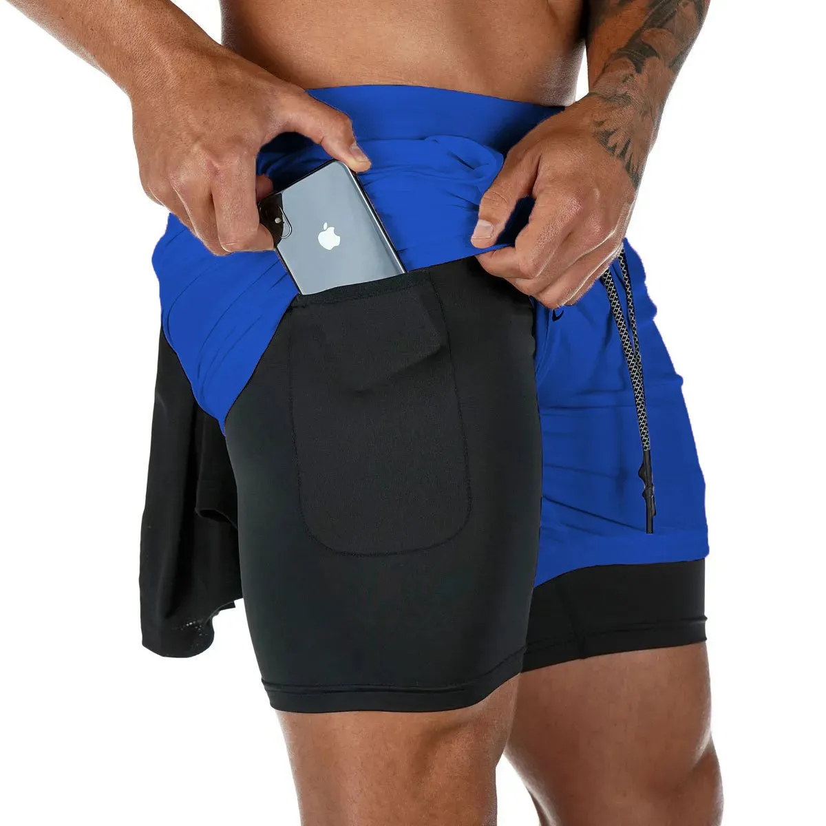 2-in-1 Camo Gym Running Shorts