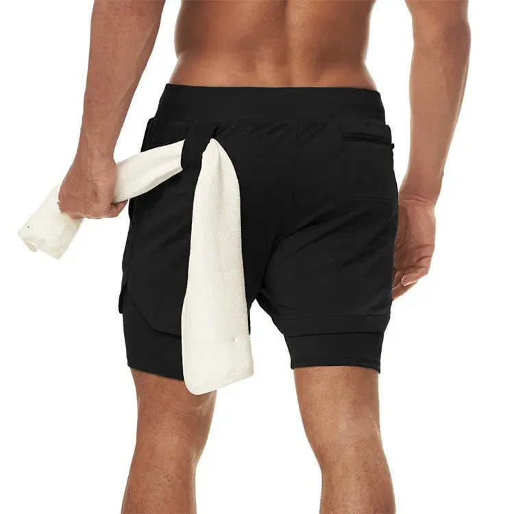 2-in-1 Camo Gym Running Shorts