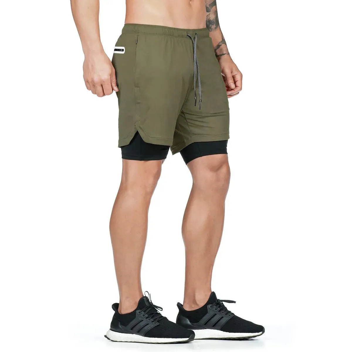 2-in-1 Camo Gym Running Shorts
