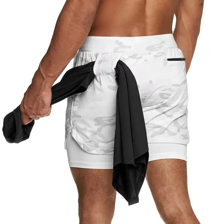 2-in-1 Camo Gym Running Shorts