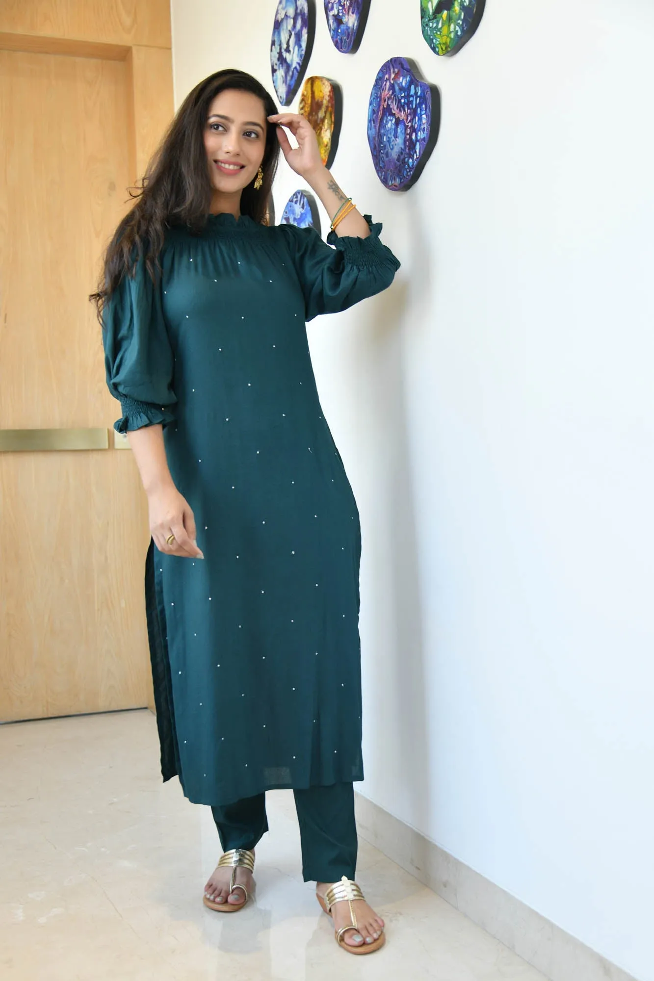 AAHELI TAAHIRA TINY-DOTS SUIT SET