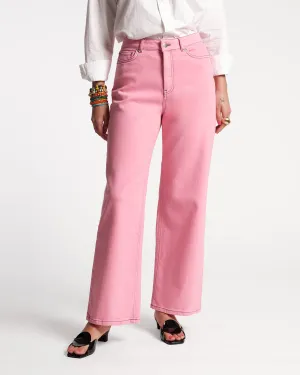 Ace Jeans in Solid Stretch Denim - Pink by Frances Valentine