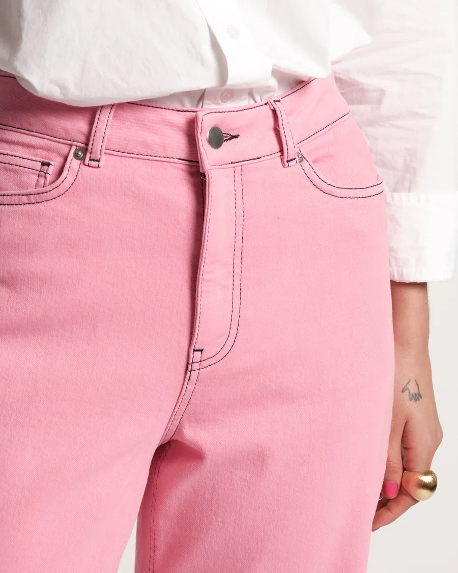 Ace Jeans in Solid Stretch Denim - Pink by Frances Valentine