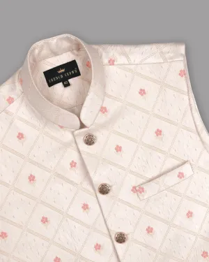 Almond-Tony’s Pink Jacquard Nehru Jacket