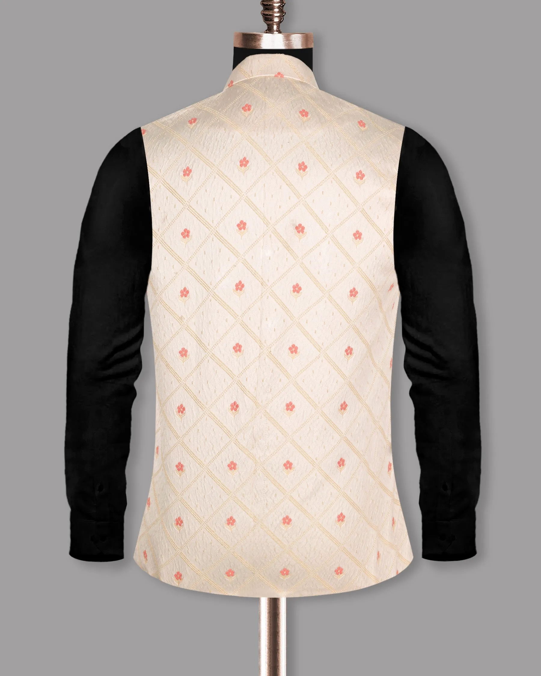 Almond-Tony’s Pink Jacquard Nehru Jacket