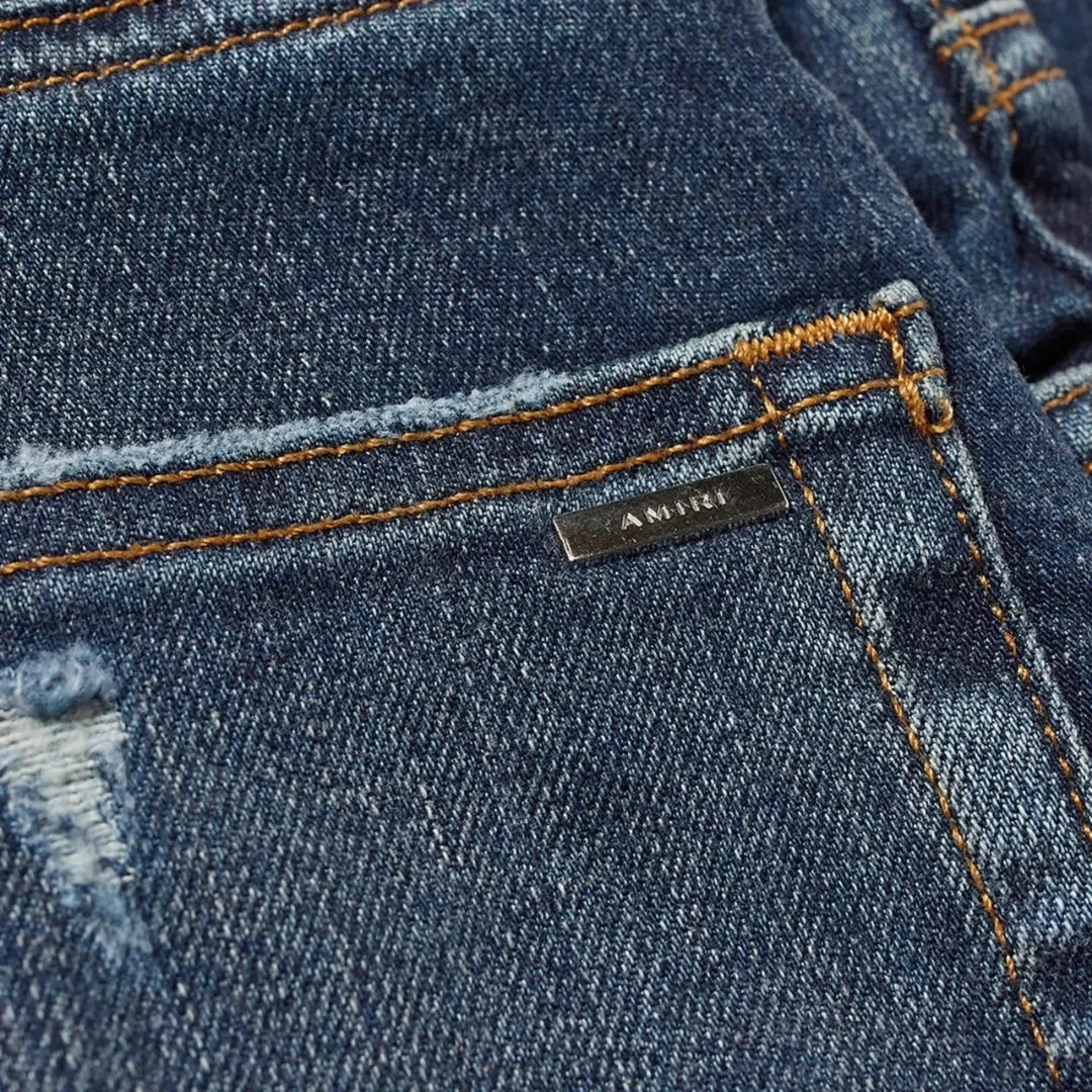 Amiri Slim Fit Slash Deep Classic Blue Denim Jeans