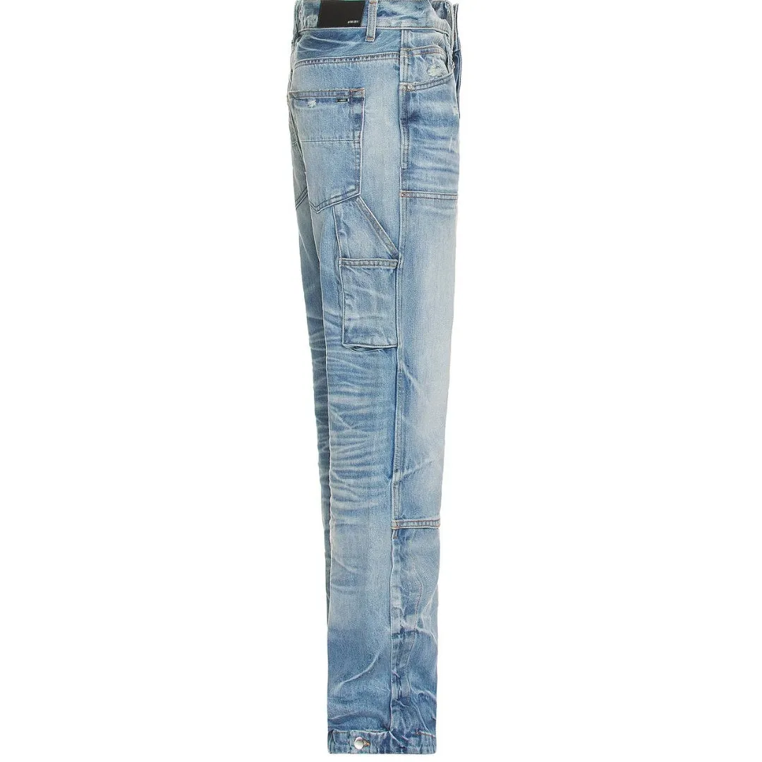 Amiri Straight Fit Carpenter Faded Indigo Blue Jeans