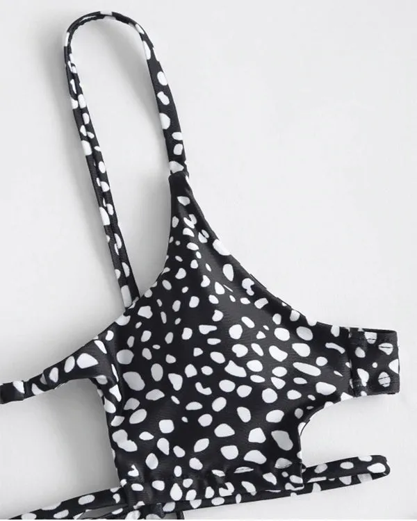 Animal Print Cut out Tie Side Bikini Sets