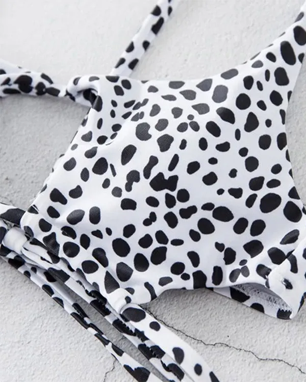 Animal Print Cut out Tie Side Bikini Sets