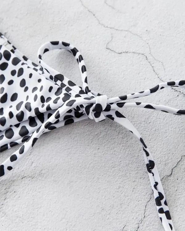 Animal Print Cut out Tie Side Bikini Sets