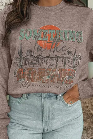 Apricot khaki SOMETHING ORANGE Graphic Relaxed Sweatshirt