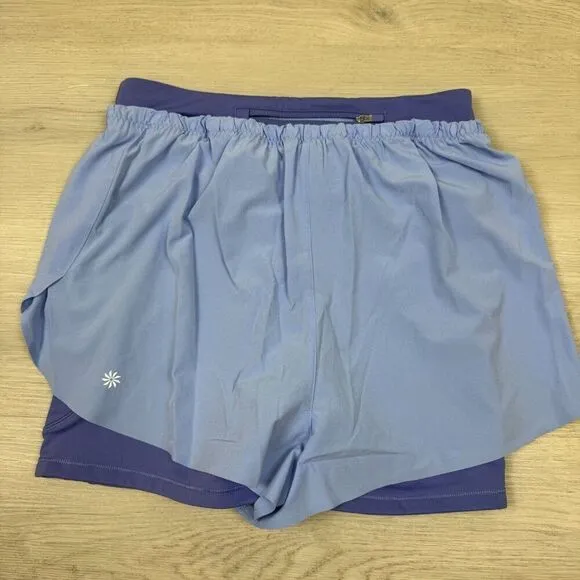 Athleta Mile Marker 2 in 1 Running Shorts Womens Small Blue Purple NEW