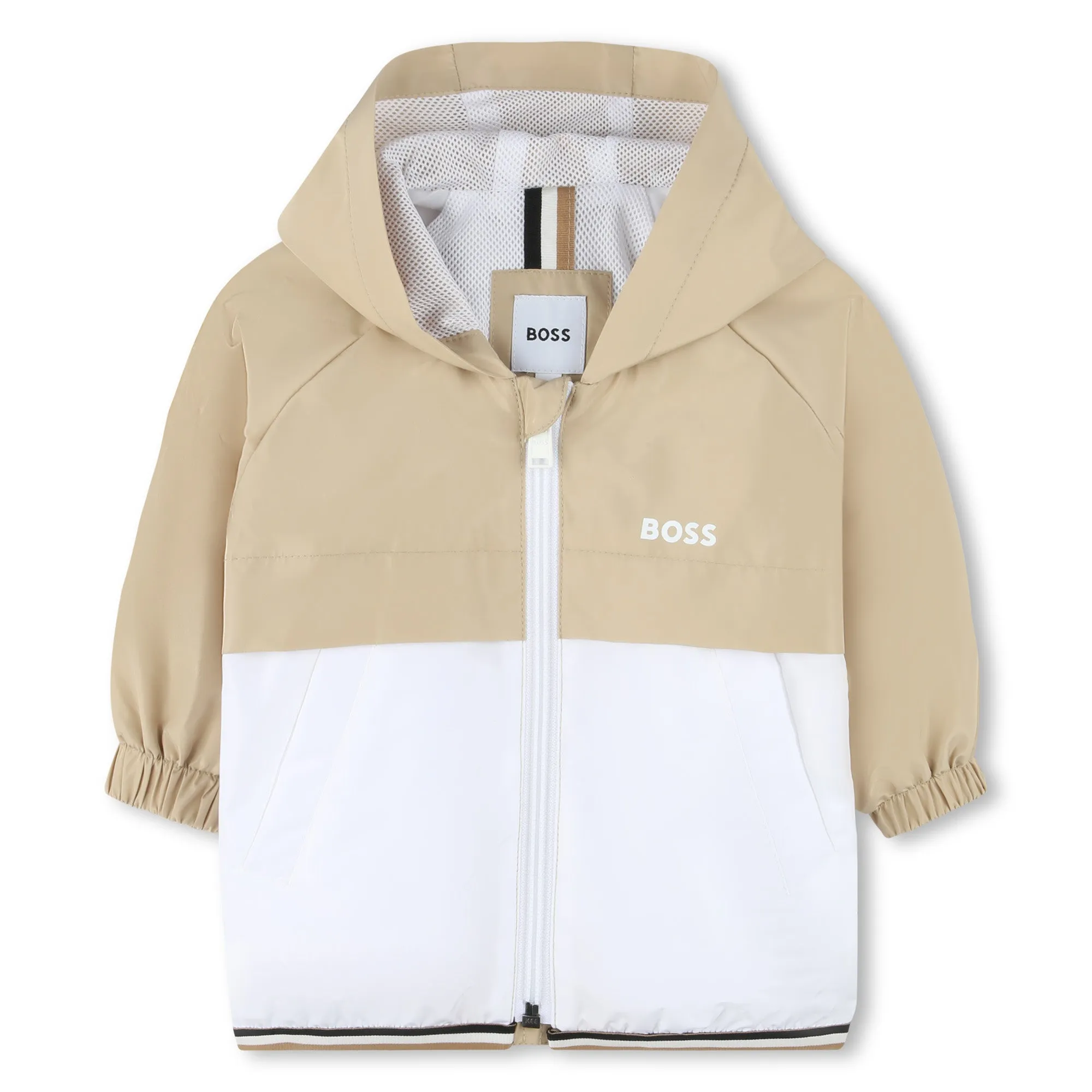Baby Khaki Printed Logo Hooded Windbreaker