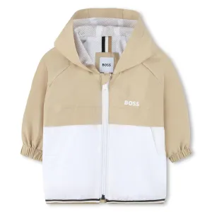 Baby Khaki Printed Logo Hooded Windbreaker