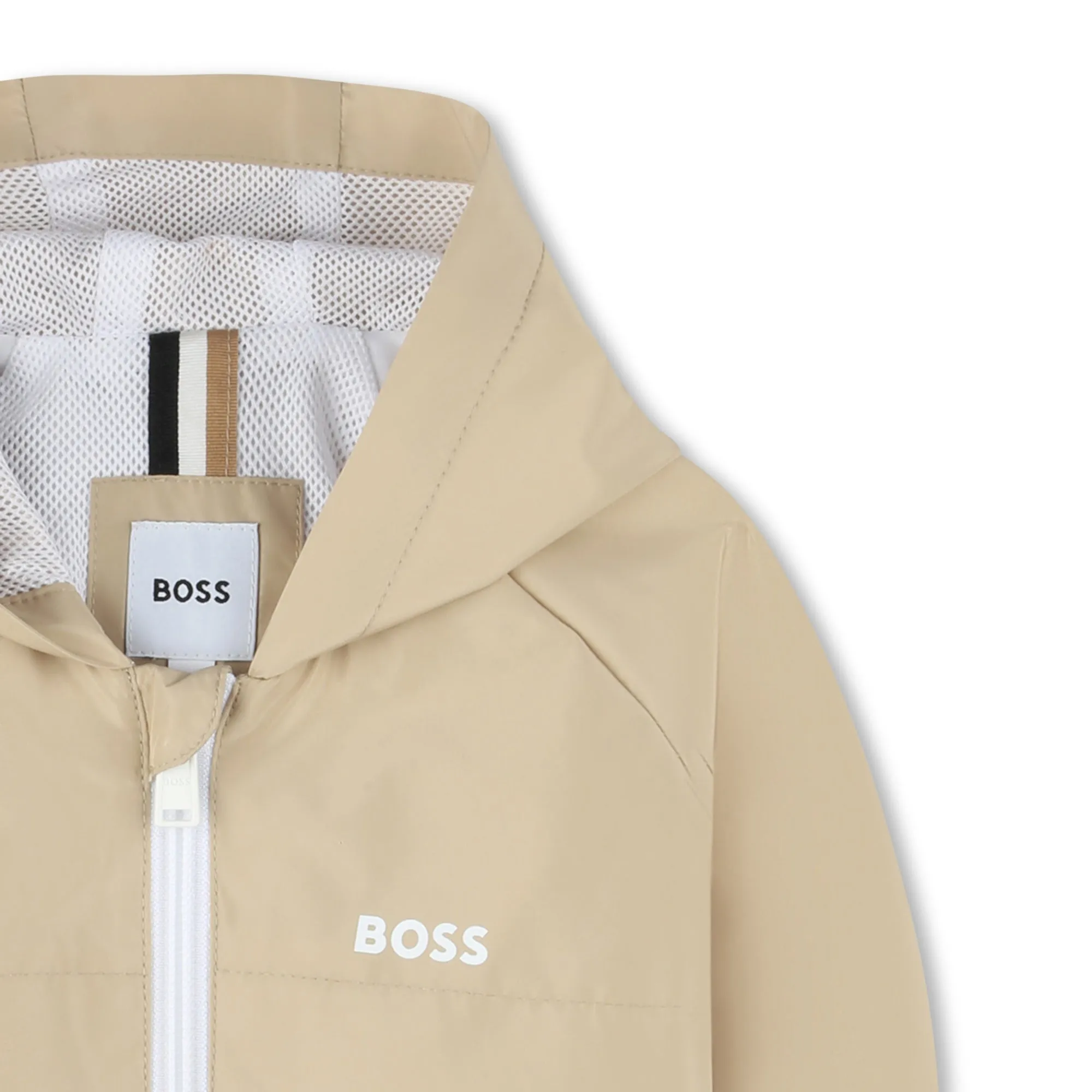 Baby Khaki Printed Logo Hooded Windbreaker