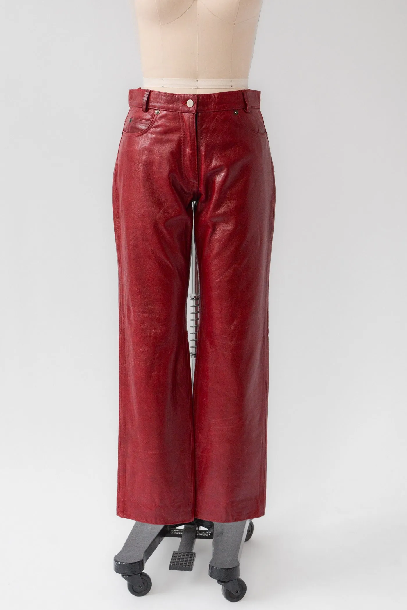 Badass Oxblood Leather Pants ~ 30-31W