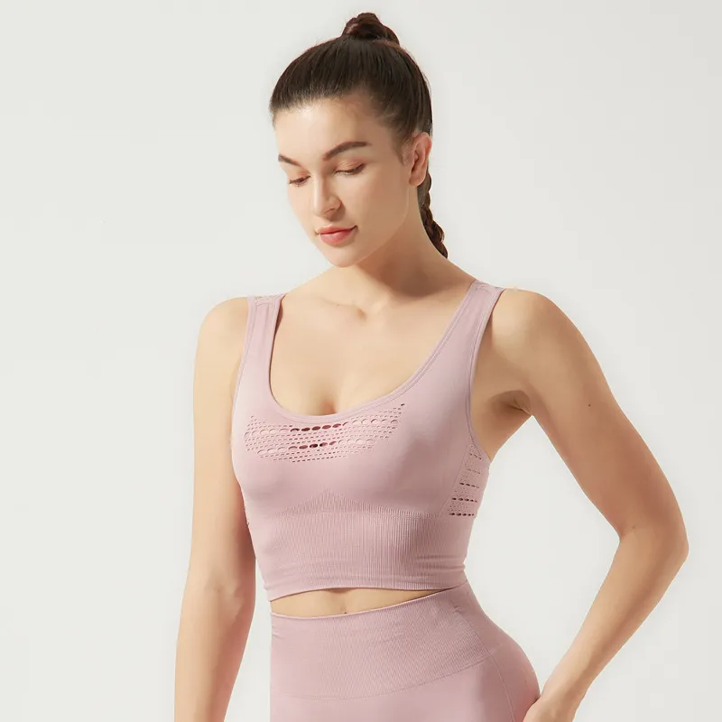 Bae Seamless Ribbed Laser Cut Strappy Cropped Tank Top