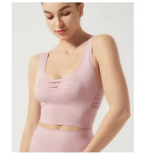 Bae Seamless Ribbed Laser Cut Strappy Cropped Tank Top