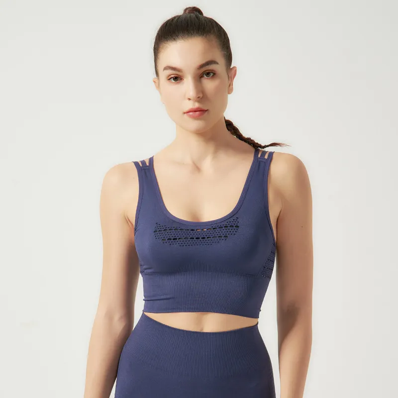 Bae Seamless Ribbed Laser Cut Strappy Cropped Tank Top