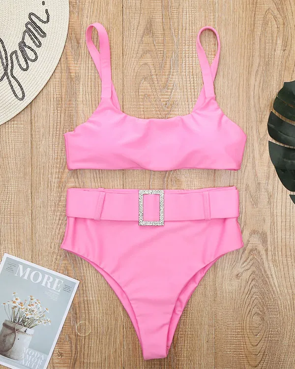 Belt High Waisted Bikini Sets