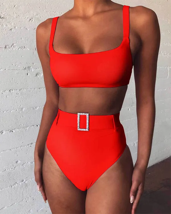 Belt High Waisted Bikini Sets