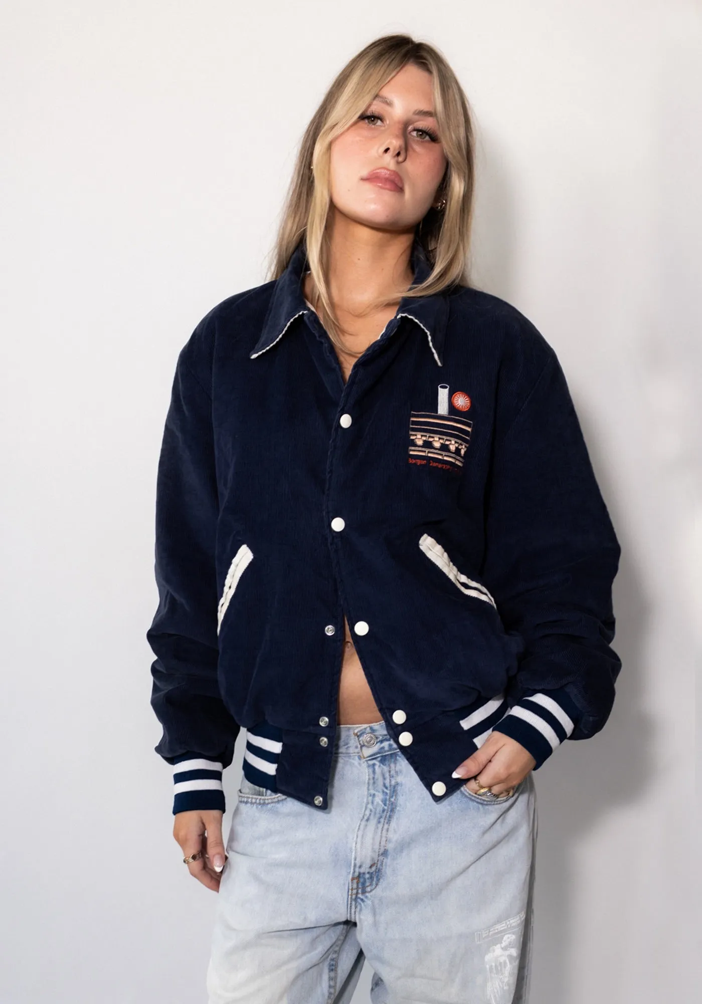 Bergen Navy Corduroy Bomber Jacket