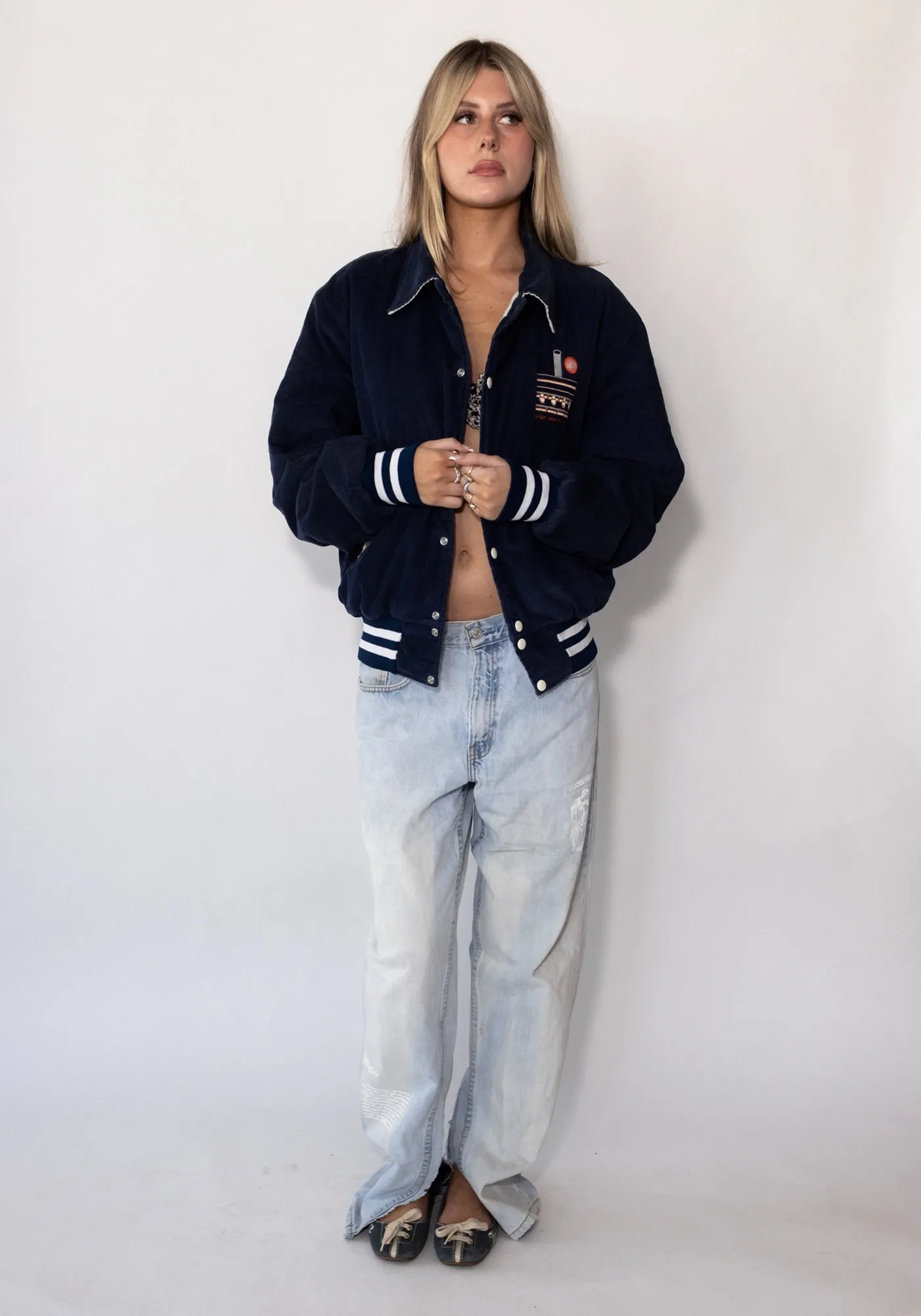 Bergen Navy Corduroy Bomber Jacket