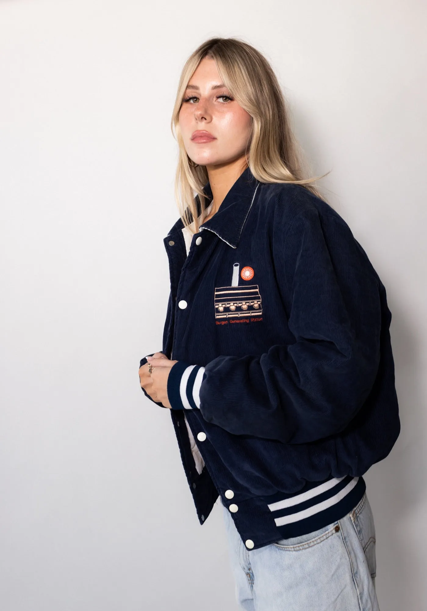 Bergen Navy Corduroy Bomber Jacket