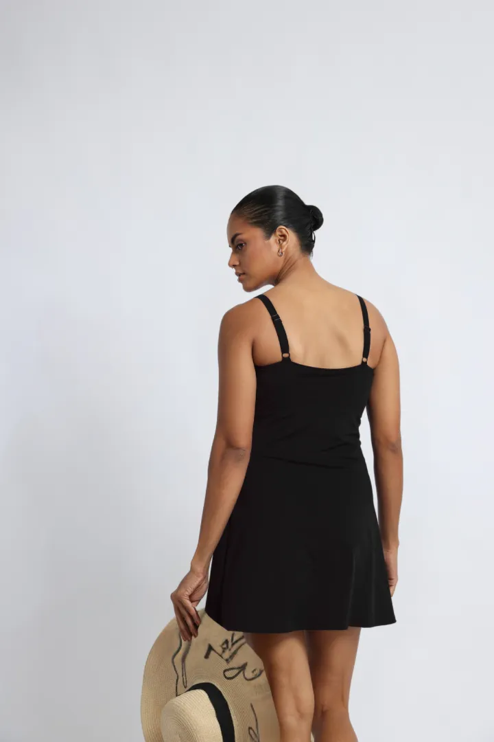 Black – Dress Swimsuit with Shorts
