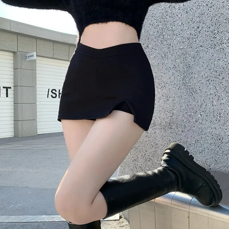 Black Split Mini Skirt – Sexy High-Waist Slit Skirt for Women