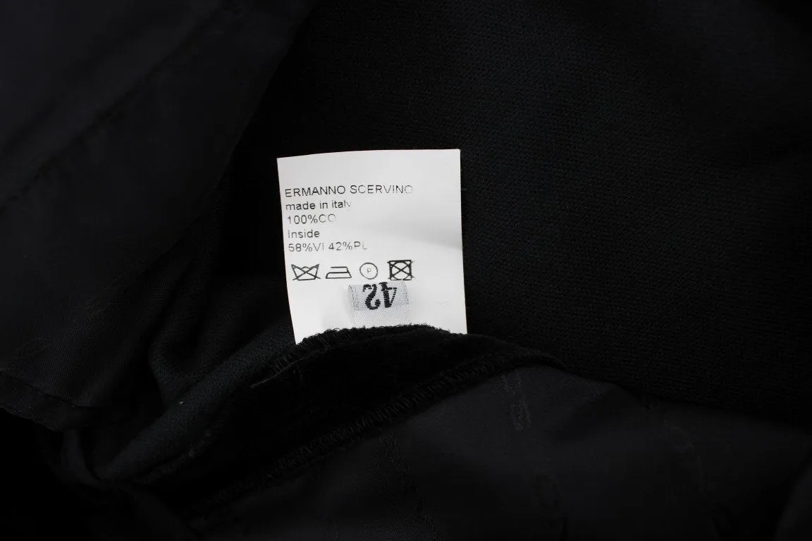 Black Velvet Cotton Straight Legs Pants
