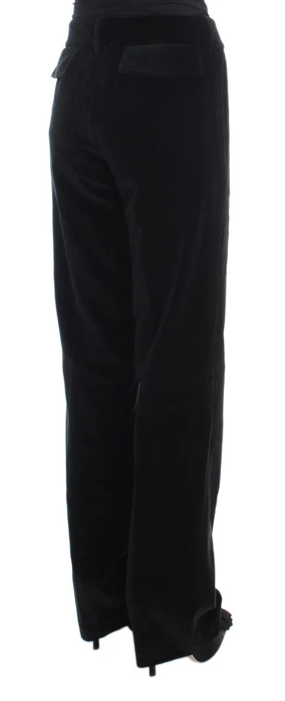 Black Velvet Cotton Straight Legs Pants