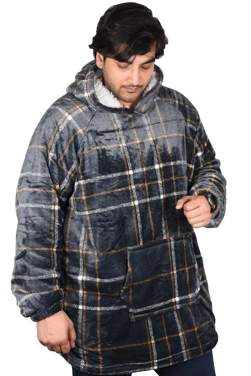 Blanket Oversized Hoodie - Check Black