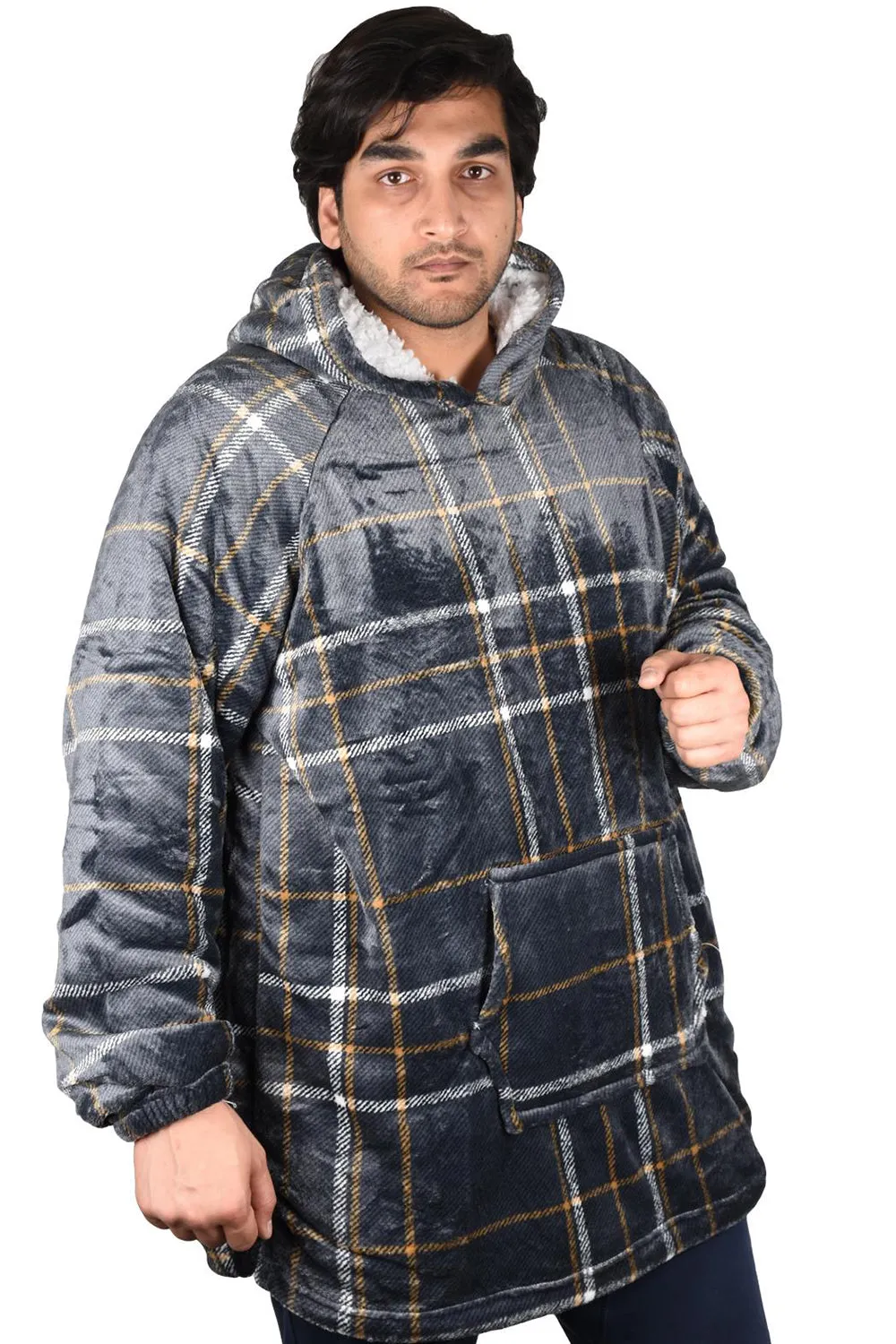 Blanket Oversized Hoodie - Check Black