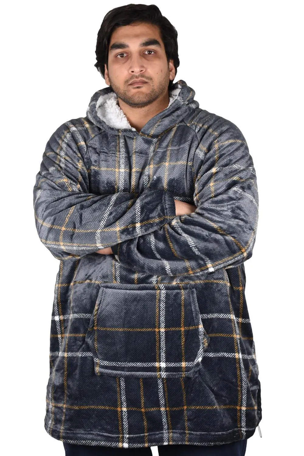 Blanket Oversized Hoodie - Check Black