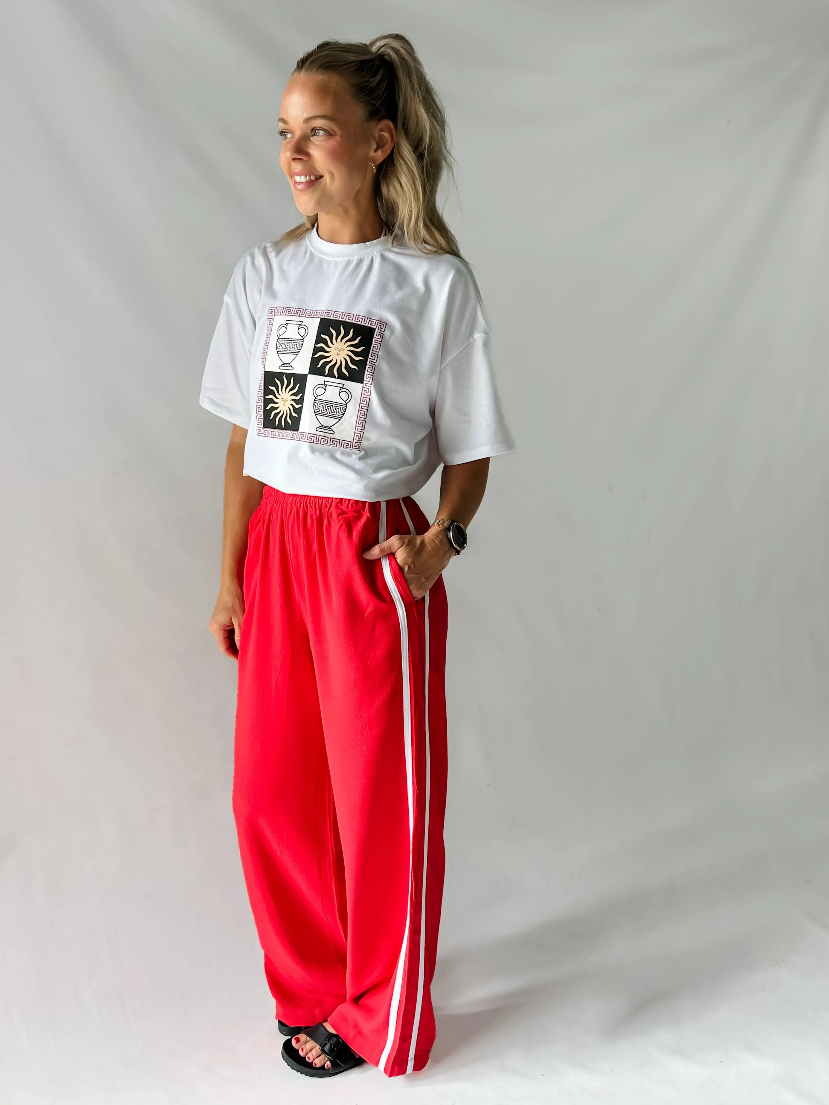 BLOCK RUNNER PANTS - RED