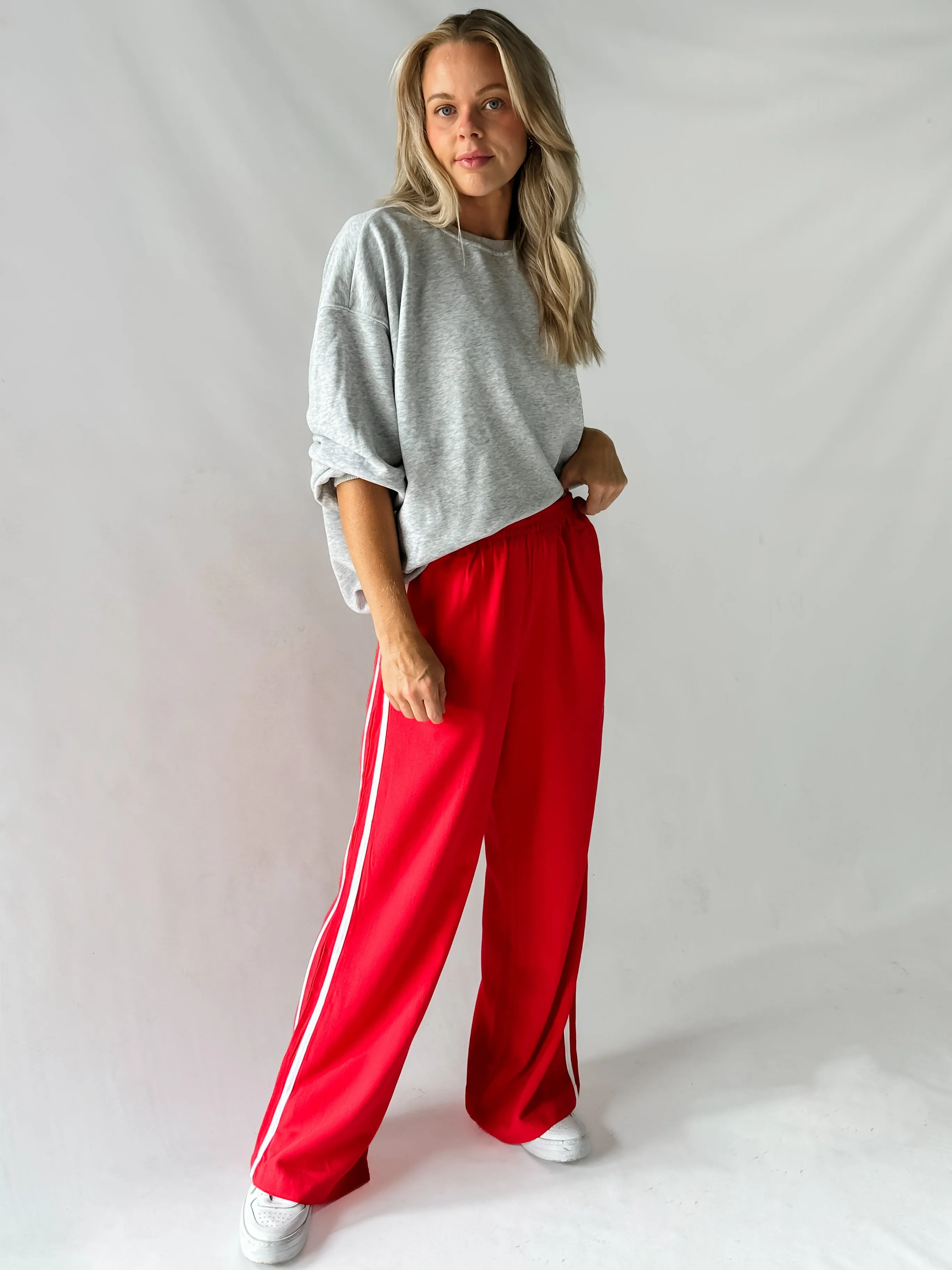 BLOCK RUNNER PANTS - RED
