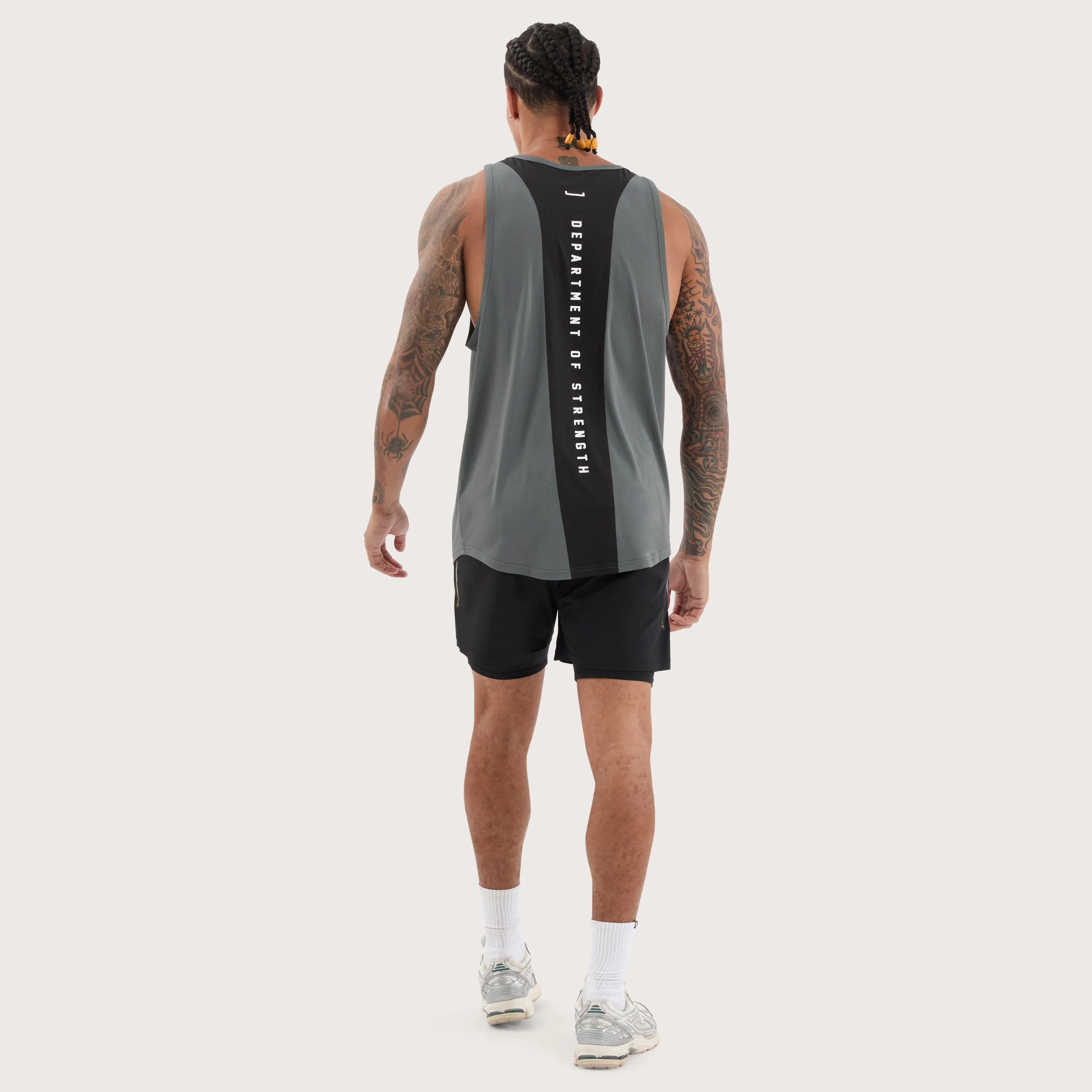 Bolster Curved Hem Active Tank Shadow/Jet Black
