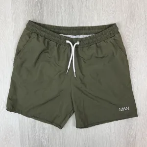 Boohoo Man Mens Khaki Swim Shorts Boardies Beach Shorts Size Medium