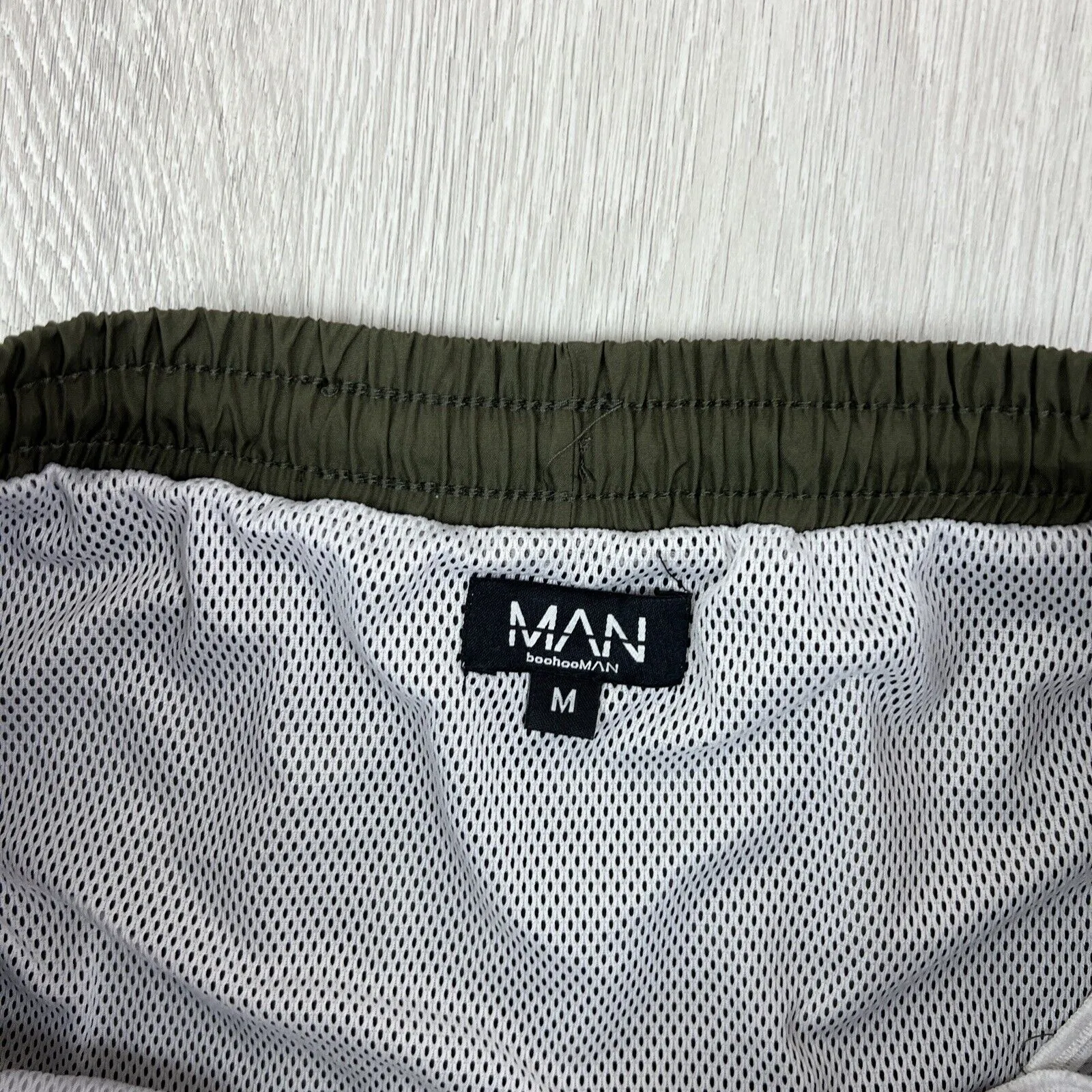 Boohoo Man Mens Khaki Swim Shorts Boardies Beach Shorts Size Medium