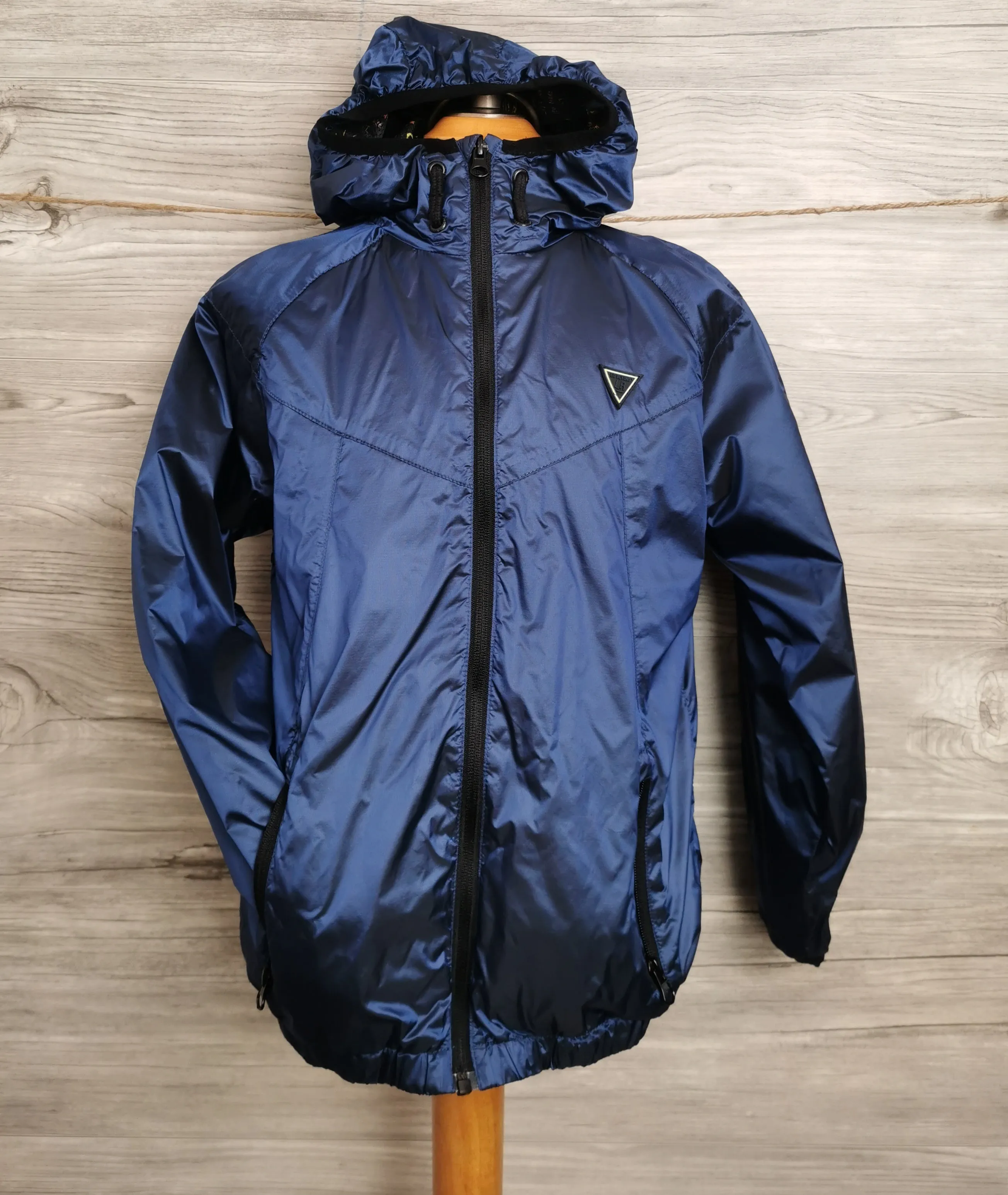 BOY SIZE 9 YEARS - NEXT UK, Soft Windbreaker Jacket, Blue, Hood, Zipper EUC B40