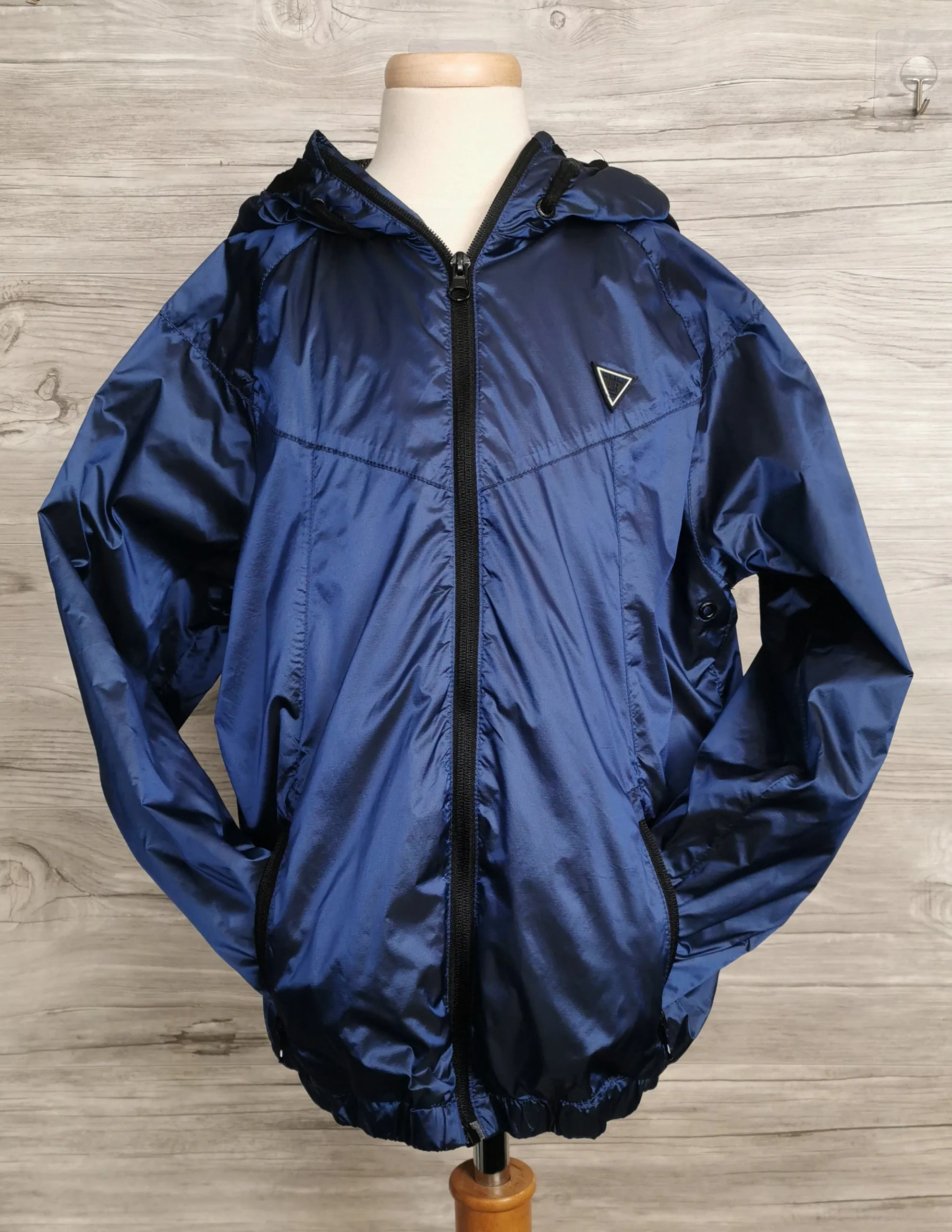 BOY SIZE 9 YEARS - NEXT UK, Soft Windbreaker Jacket, Blue, Hood, Zipper EUC B40