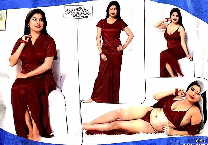 Bridal Nighty Set & Honeymoon Nighty Sets - 3887 - 6 Pieces Nighty Sets