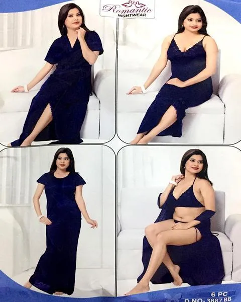 Bridal Nighty Set & Honeymoon Nighty Sets - 3887 - 6 Pieces Nighty Sets